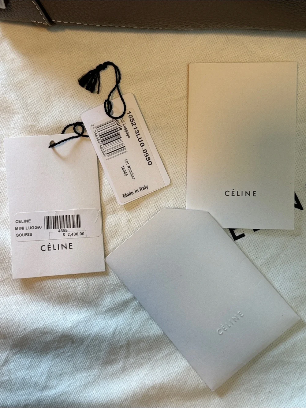 Celine Taupe Brown Souris Leather Mini Luggage Tote